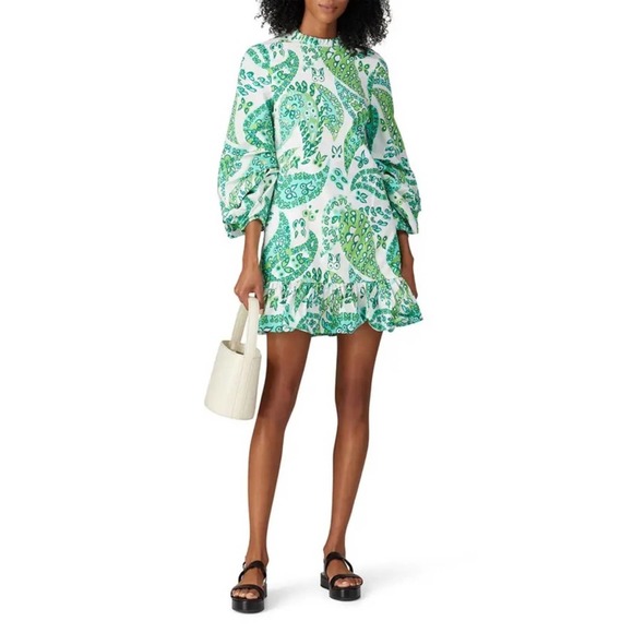 STAUD Dresses & Skirts - Staud Carolina Paisley Green Mini Dress sz 2